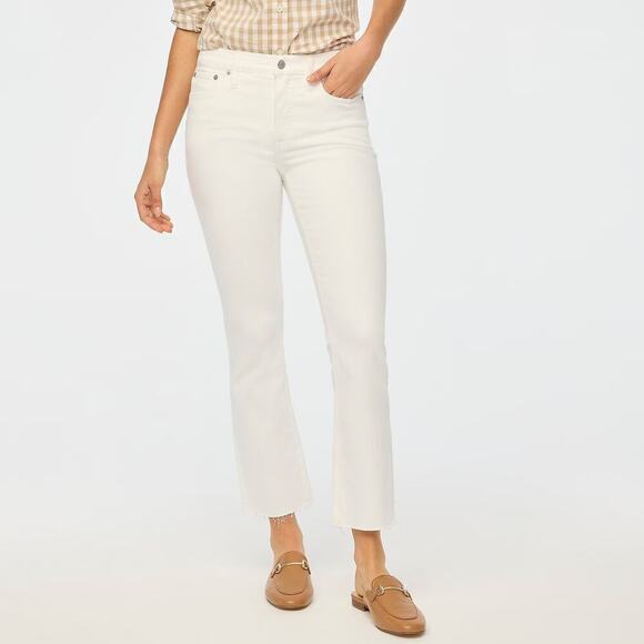 J. Crew Flare Crop Jeans Mid Rise Signature Stretch 5-Pocket White Denim Size 29 - Picture 1 of 9